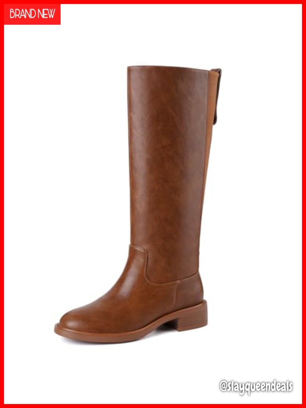 Women's Knee High Boots Chunky Block Heel Round Toe Elastic Calf Pull On Faux